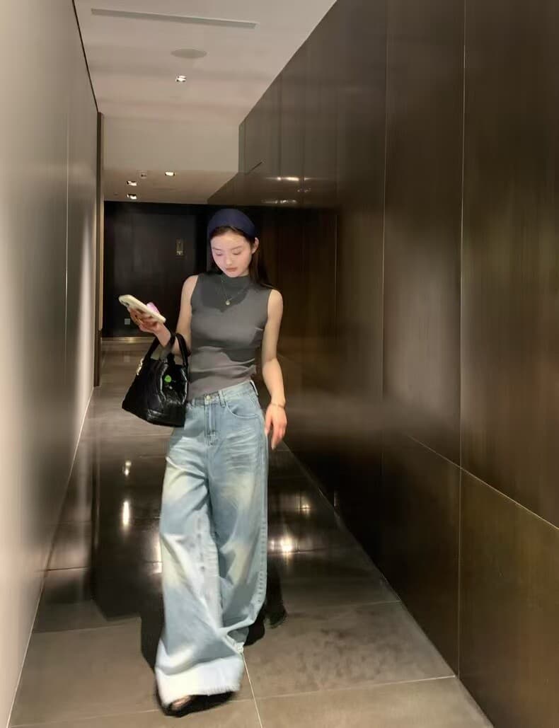 레드 맨 파빌리온 조끼 여성 여름 외출용 검정색 니트 터틀넥 고급 센스 chic Chic 오프숄더 한 부서 민소매 맨위 상세 이미지 19