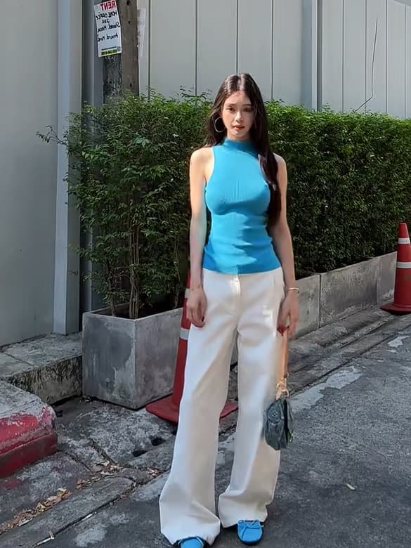 레드 맨 파빌리온 조끼 여성 여름 외출용 검정색 니트 터틀넥 고급 센스 chic Chic 오프숄더 한 부서 민소매 맨위 상세 이미지 24