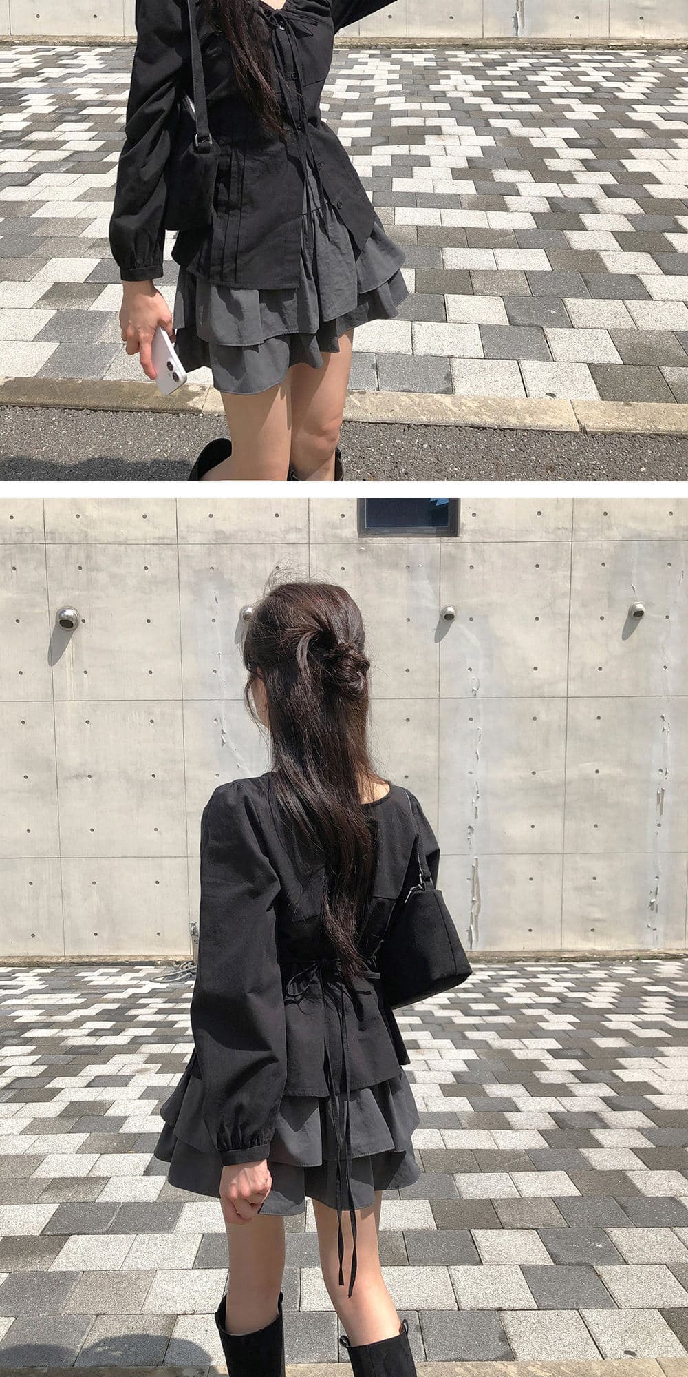 봄 여름 보 주님 같은 단락 프랑스식 품격 거품 소매 다용도 슬림해 보이는 나비 매듭 허리 수축 셔츠 맨위 여성 상세 이미지 15