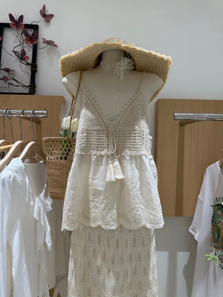 순수한 욕망 바람 레이스 V넥 레이스업 캐미솔 여름 외출용 몸매 가꾸기 슬림해 보이는 핫걸 쇼트 스타일 민소매 맨위 상세 이미지 13