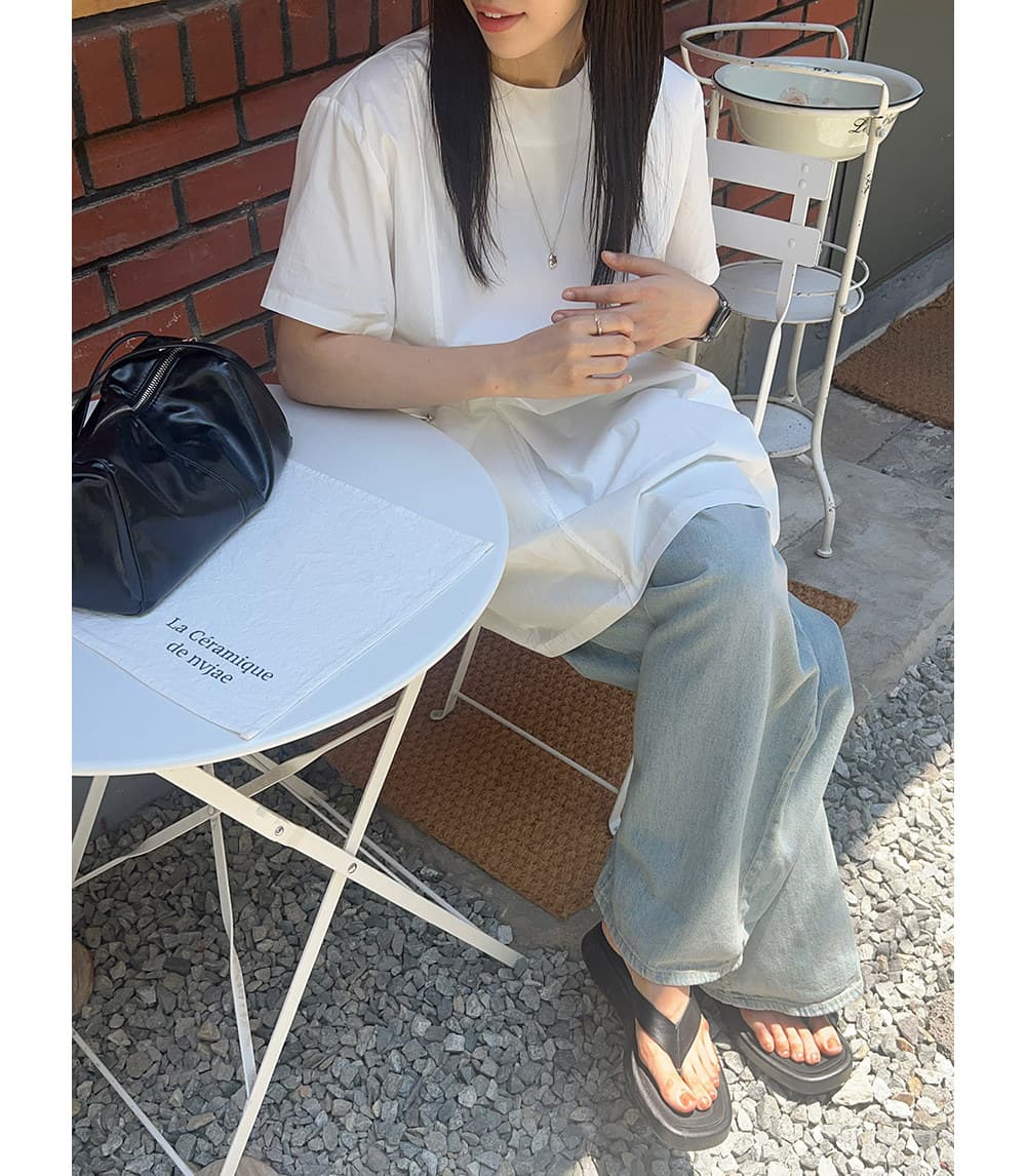 한국 동대문 여름 새로운 프랑스식 레트로 작은 대중 라운드 넥 루즈핏 빅 포켓 여성 드레스 중간 길이 치마 상세 이미지 15