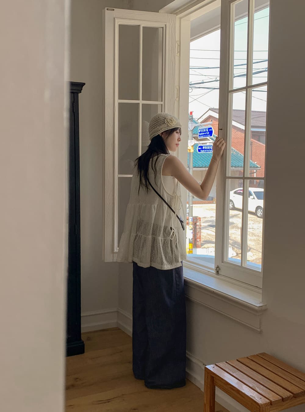 한국 홀로우 아웃 자카드 측면 레이스업 레이스 베스트 조끼 여성 여름 새로운 작은 대중 다용도 스택 착용 맨위 상세 이미지 23