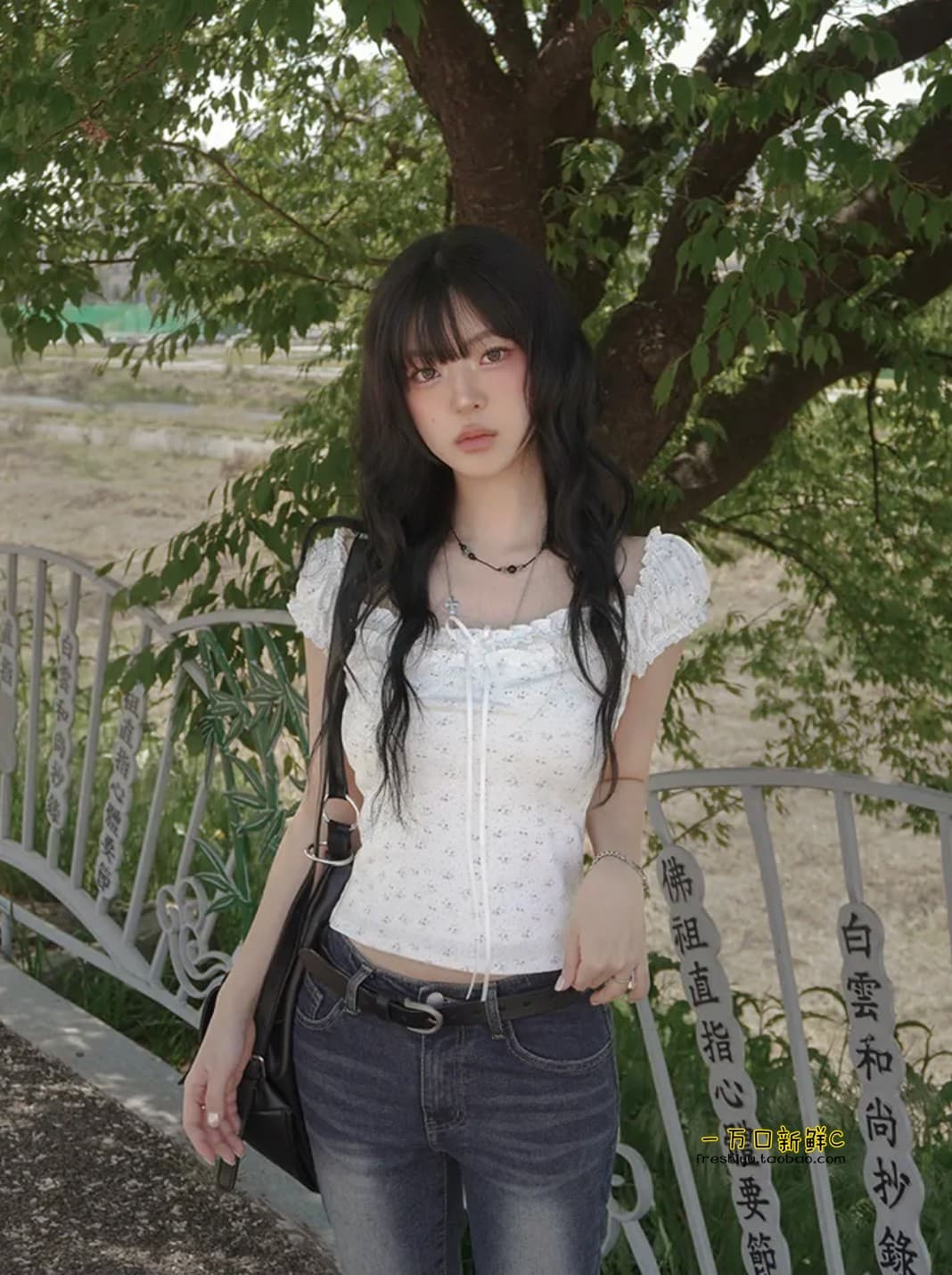 한 부서 꽃무늬 레이스 거품 소매 반팔 티셔츠 순수한 욕망 바람 핫걸 몸매 가꾸기 슬림해 보이는 다용도 맨위 상세 이미지 1