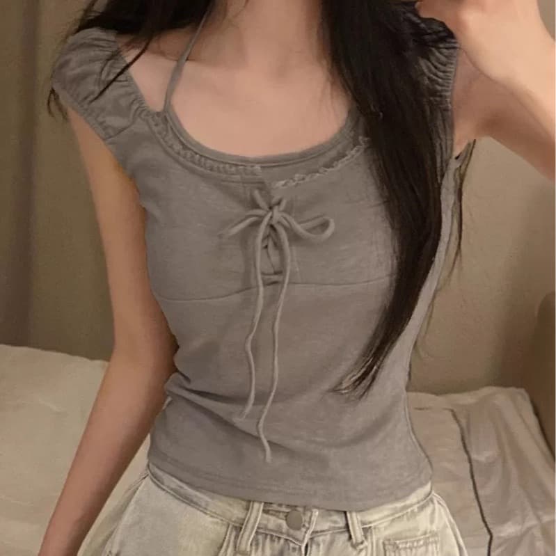 2026 한 부서 다용도 작은 청신 순수한 욕망 소녀 그게 바로 비전 센스 페이크 레이어드 행침 목 거품 소매 이미지 4