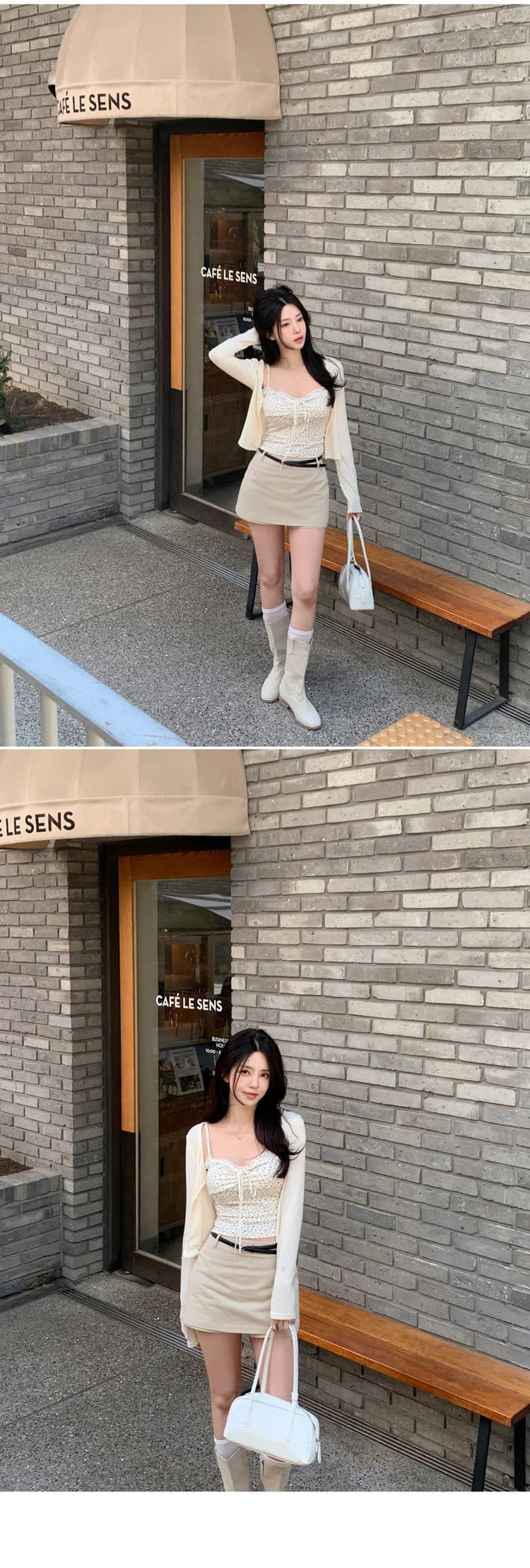 2026 년 한국 부드러운 작은 꽃무늬 레이스 슬립 오픈 가디건 투피스 세트 작은 청신 다용도 슬림해 보이는 상세 이미지 3