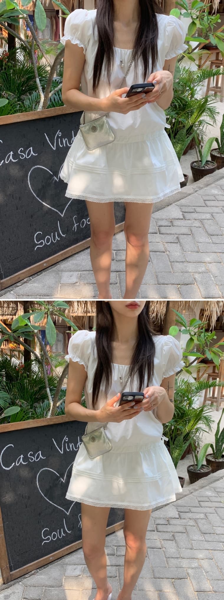 한국 스타일 슬림해 보이는 다용도 바람 허리 펌프 로프 버블 반팔 소녀 인형 드레스 미니 스커트 상세 이미지 2