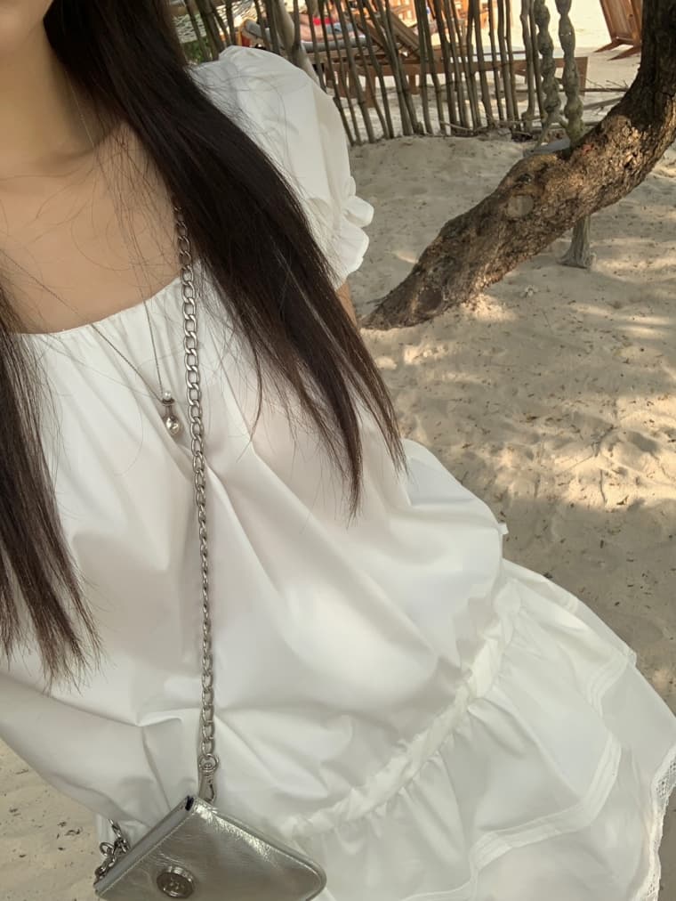 한국 스타일 슬림해 보이는 다용도 바람 허리 펌프 로프 버블 반팔 소녀 인형 드레스 미니 스커트 상세 이미지 8