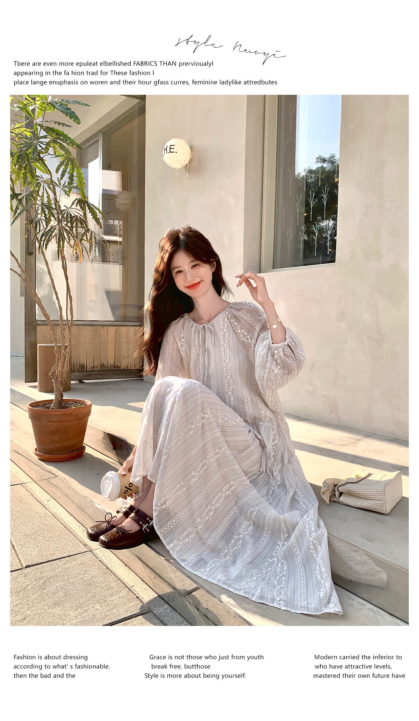 2026 이른 가을 프랑스식 감기 센스 하얀 달빛 자수 여성 드레스 특별 아름다운 A라인 스커트 상세 이미지 10