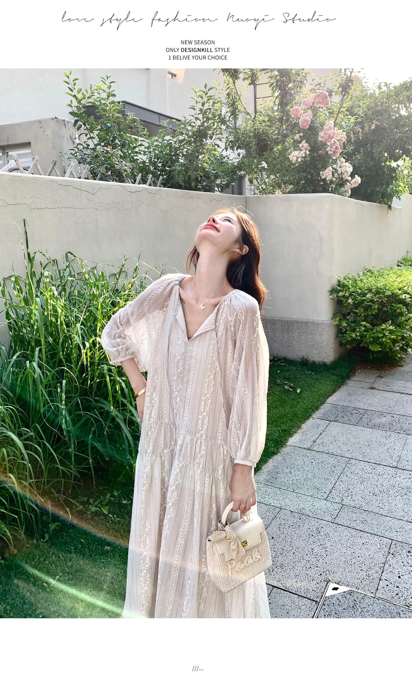 2026 이른 가을 프랑스식 감기 센스 하얀 달빛 자수 여성 드레스 특별 아름다운 A라인 스커트 상세 이미지 16