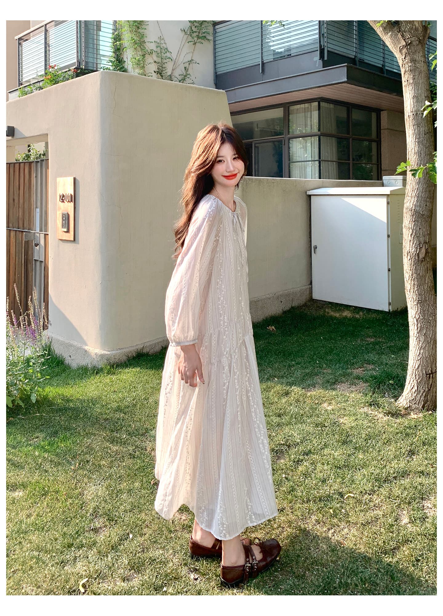2026 이른 가을 프랑스식 감기 센스 하얀 달빛 자수 여성 드레스 특별 아름다운 A라인 스커트 상세 이미지 20