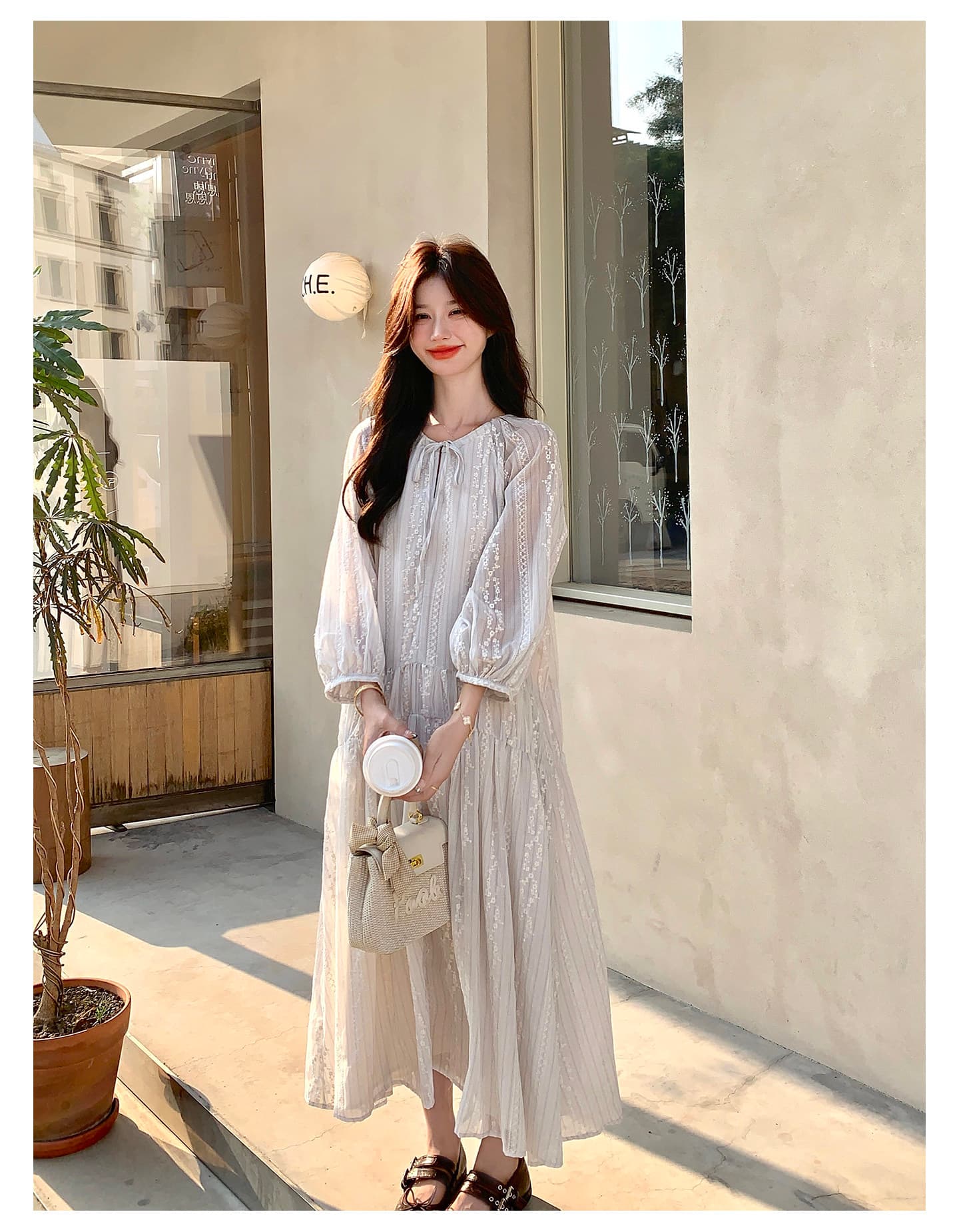 2026 이른 가을 프랑스식 감기 센스 하얀 달빛 자수 여성 드레스 특별 아름다운 A라인 스커트 상세 이미지 23