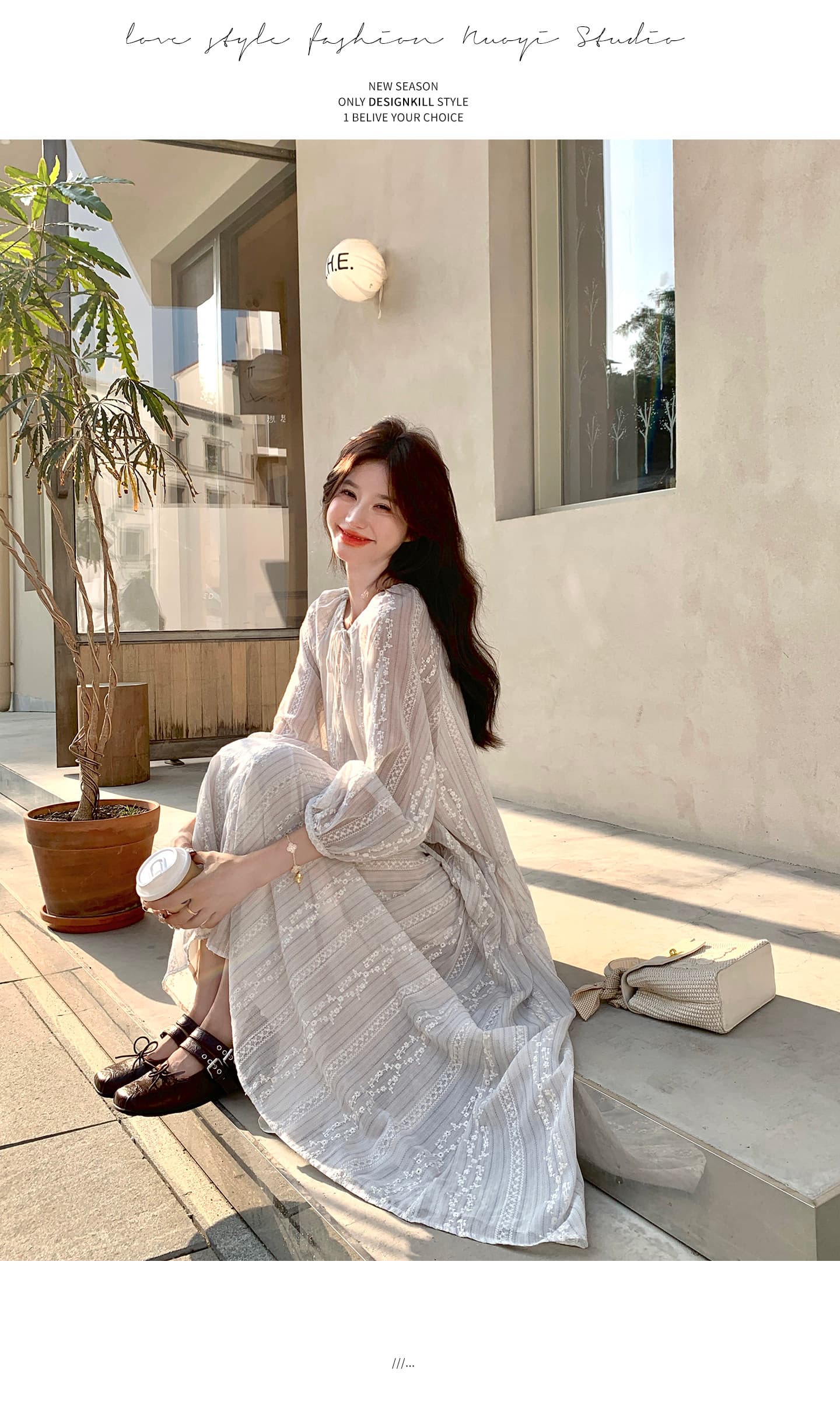 2026 이른 가을 프랑스식 감기 센스 하얀 달빛 자수 여성 드레스 특별 아름다운 A라인 스커트 상세 이미지 25