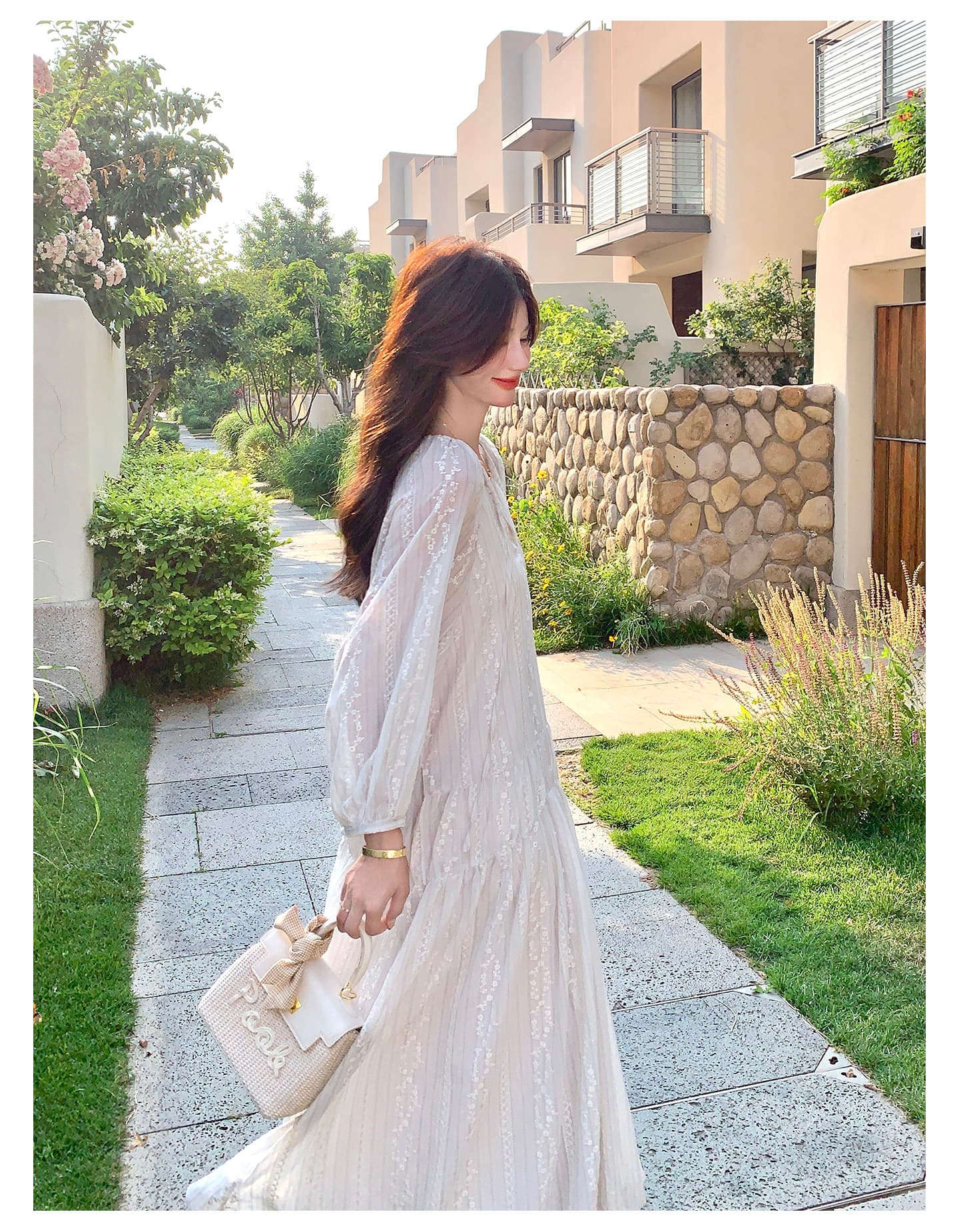 2026 이른 가을 프랑스식 감기 센스 하얀 달빛 자수 여성 드레스 특별 아름다운 A라인 스커트 상세 이미지 30