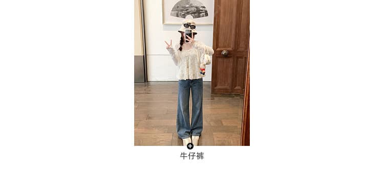 한 부서 화이트 쇼트 스타일 얇은 스타일 자외선 차단 니트 오픈 가디건 여성 여름 슬립 외부 가져 가라. 재킷 맨위 상세 이미지 2