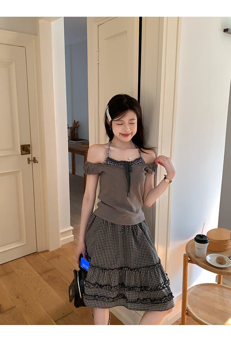 달콤한 스타일 레이스 광장 칼라 반팔 티셔츠 여성 여름 새로운 몸매 가꾸기 슬림해 보이는 나비 매듭 스트랩 맨위 상세 이미지 15