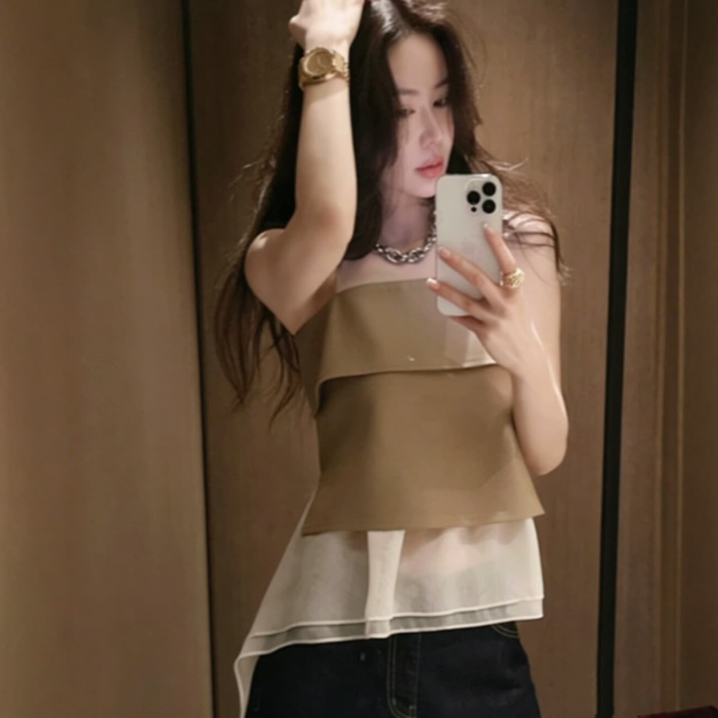 프랑스식 부드러운 바람 프릴 캐미솔 여름 새로운 불규칙 리본 오프숄더 슬림해 보이는 맨위 외출용 이미지 2
