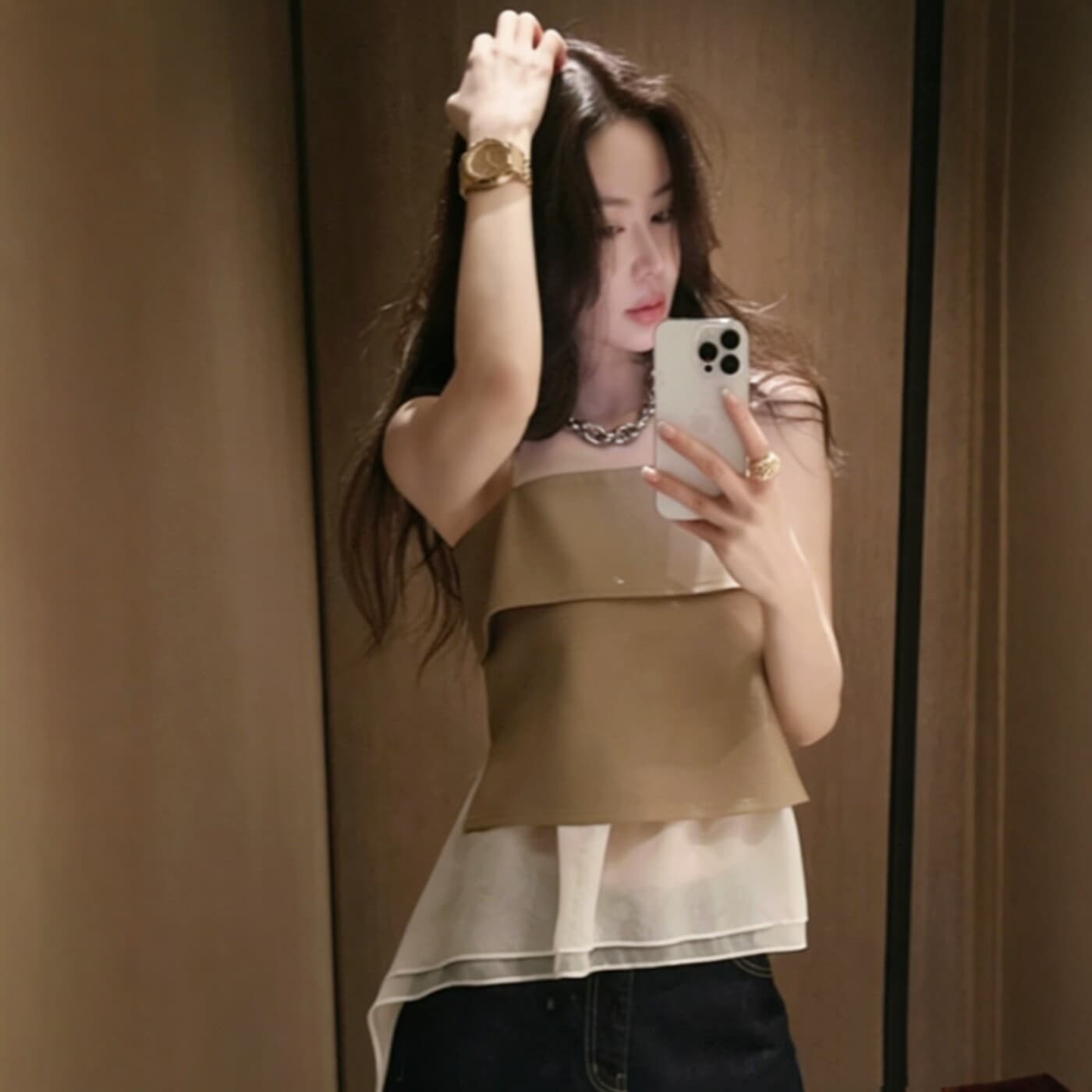 프랑스식 부드러운 바람 프릴 캐미솔 여름 새로운 불규칙 리본 오프숄더 슬림해 보이는 맨위 외출용 상세 이미지 5