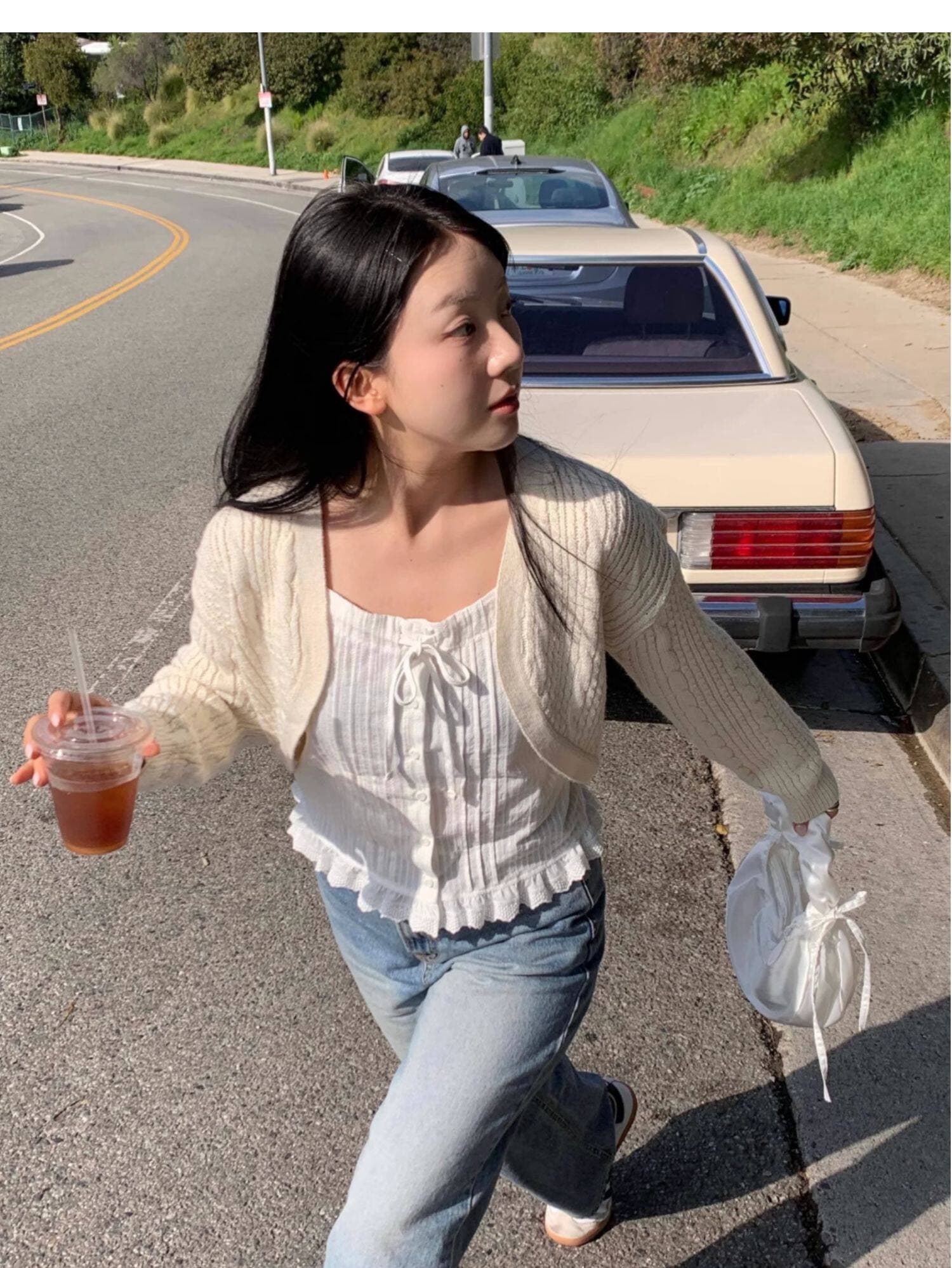 한국 스타일 여름 연령 감소 디자인 센스 작은 대중 플리츠 레이스 패치워크 작은 슬링 조끼 맨위 여성 상세 이미지 5