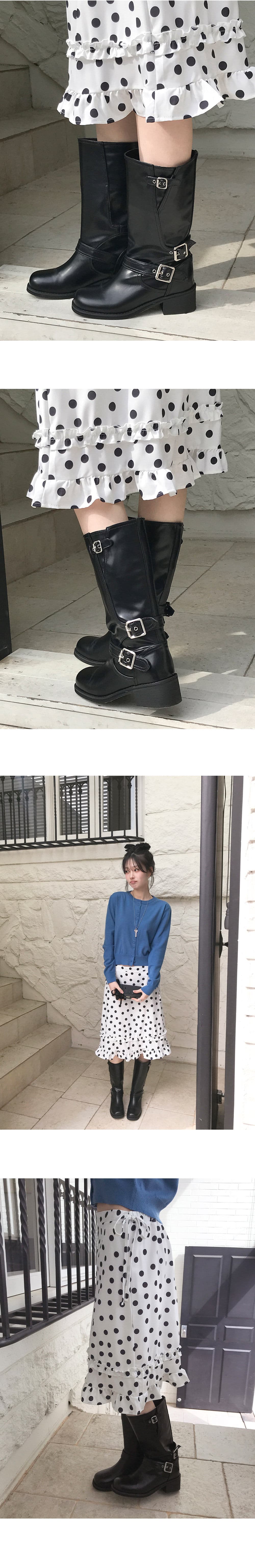 한국 chic 프랑스식 품격 목이버섯 레이스 레트로 도트 무늬 레이스업 다용도 작은 키 반신 스커트 상세 이미지 5