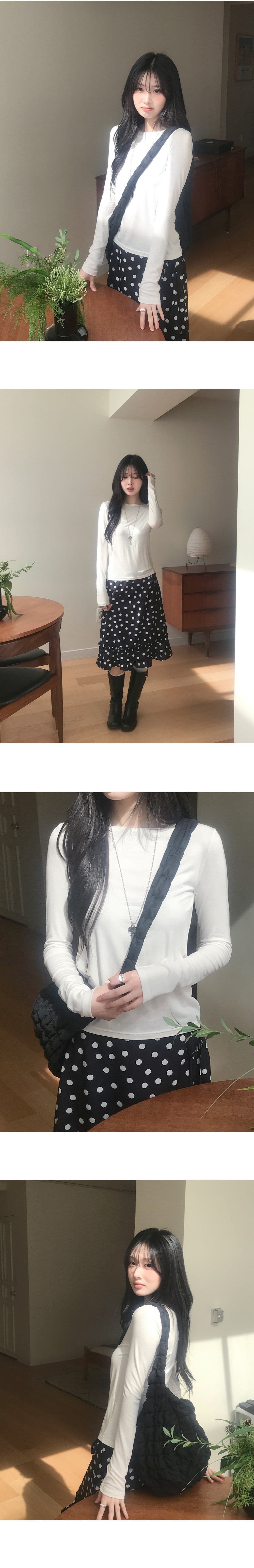 한국 chic 프랑스식 품격 목이버섯 레이스 레트로 도트 무늬 레이스업 다용도 작은 키 반신 스커트 상세 이미지 8