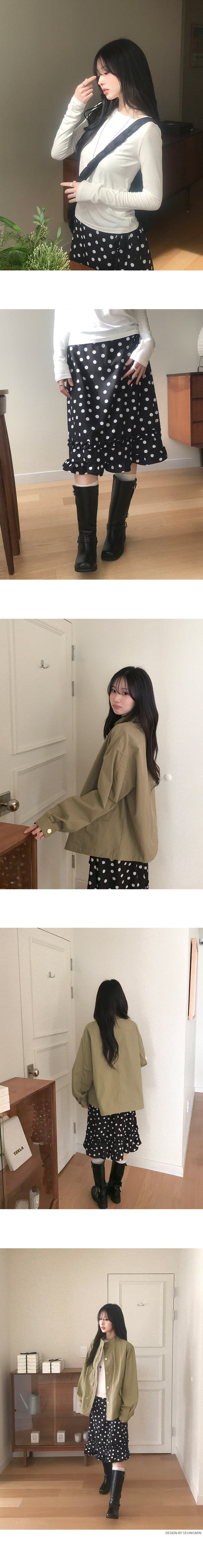 한국 chic 프랑스식 품격 목이버섯 레이스 레트로 도트 무늬 레이스업 다용도 작은 키 반신 스커트 상세 이미지 9