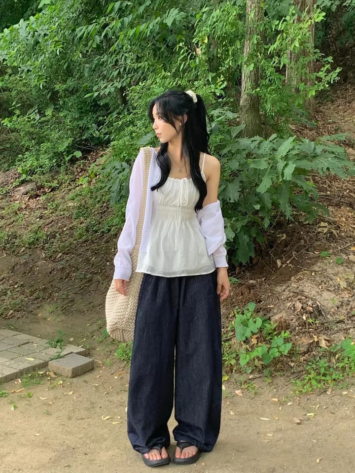 한국 chic 여름 민소매 시폰 셔츠 여성 펌프 로프 동점 벨트 측면 칼라 몸매 가꾸기 슬림해 보이는 슬립 캐주얼 섹시함 맨위 상세 이미지 5
