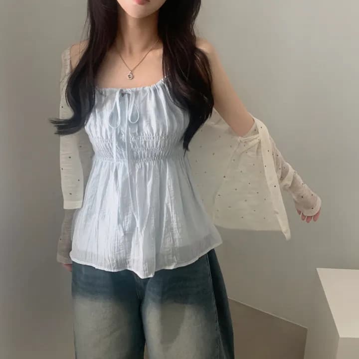 한국 chic 여름 민소매 시폰 셔츠 여성 펌프 로프 동점 벨트 측면 칼라 몸매 가꾸기 슬림해 보이는 슬립 캐주얼 섹시함 맨위 상세 이미지 25