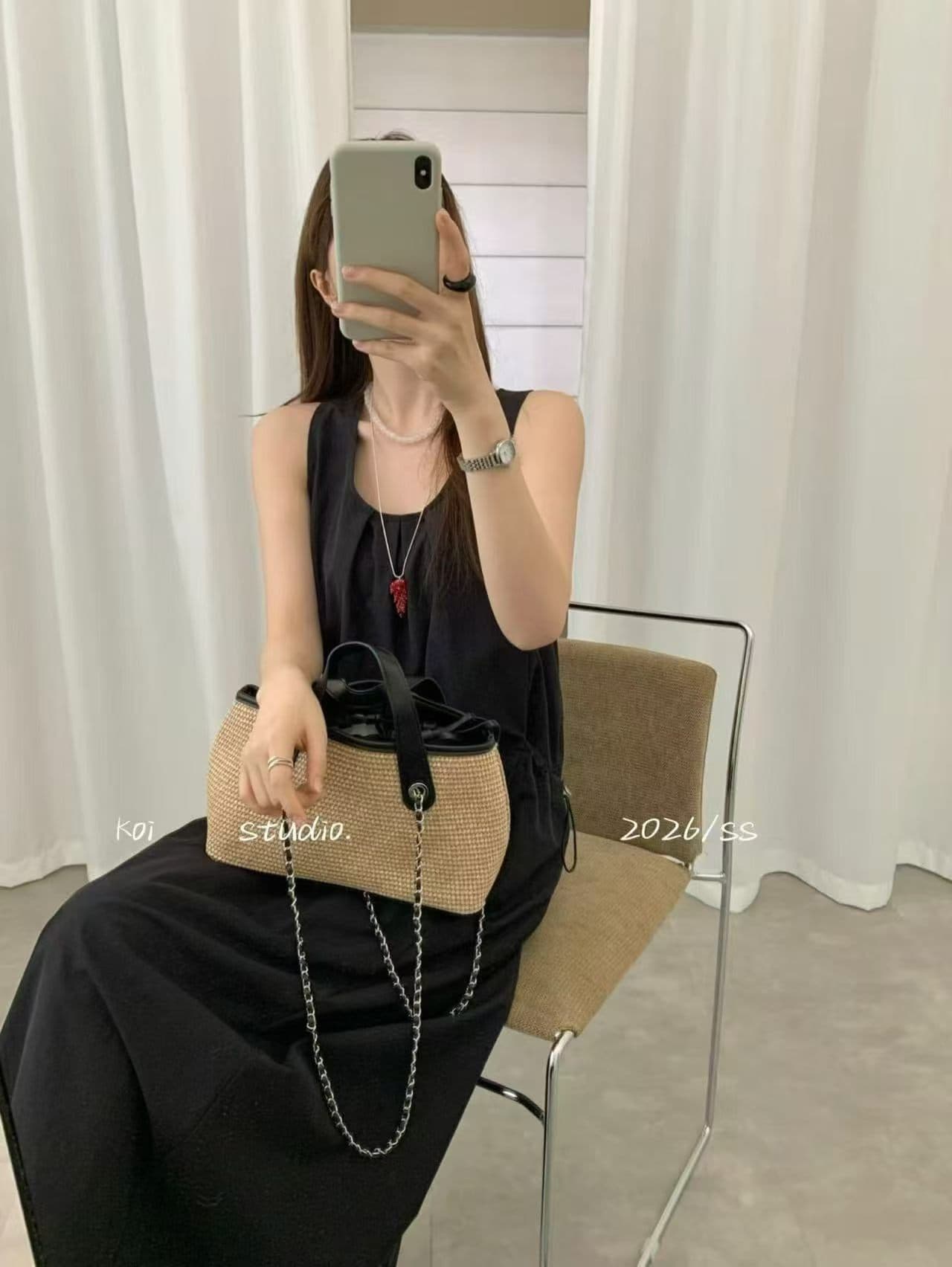 한국 스타일 민소매 여성 드레스 여름 루즈핏 슬림해 보이는 출퇴근 롱 스커트 느슨함 센스 휴가 바람 상세 이미지 5
