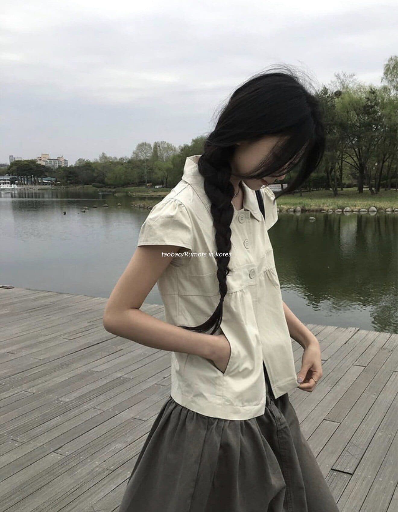 2026 년 한 부서 작은 대중 소녀 센스 세 인형 서비스 반팔 맨위 상세 이미지 2