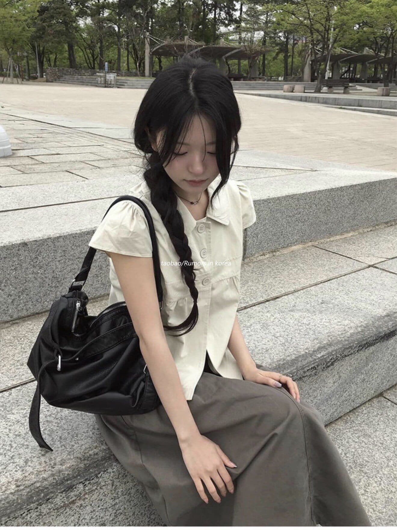 2026 년 한 부서 작은 대중 소녀 센스 세 인형 서비스 반팔 맨위 상세 이미지 9