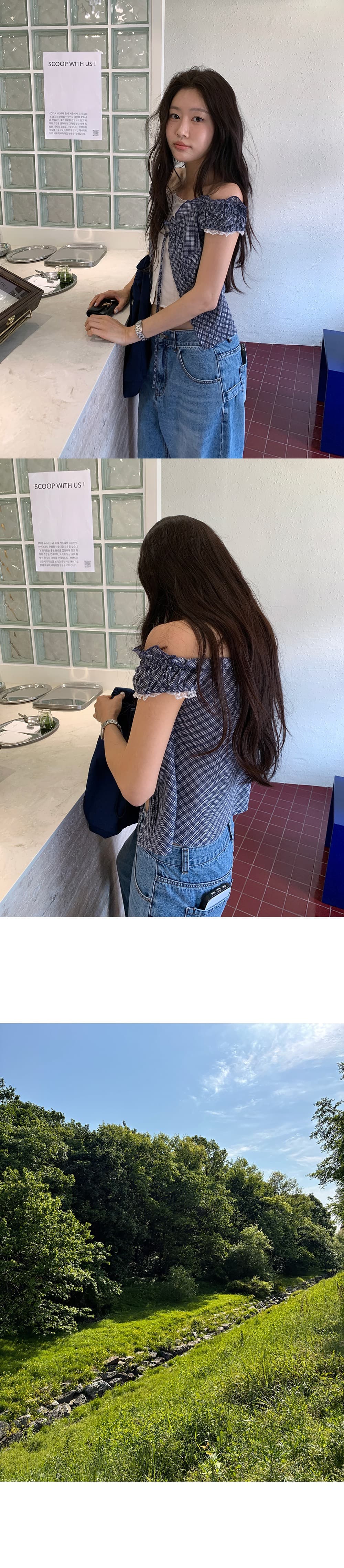 한국 chic 한 부서 단색 행침 목 슬립 코디 펌프 Pleat 체크무늬 셔츠 오픈 가디건 상세 이미지 14