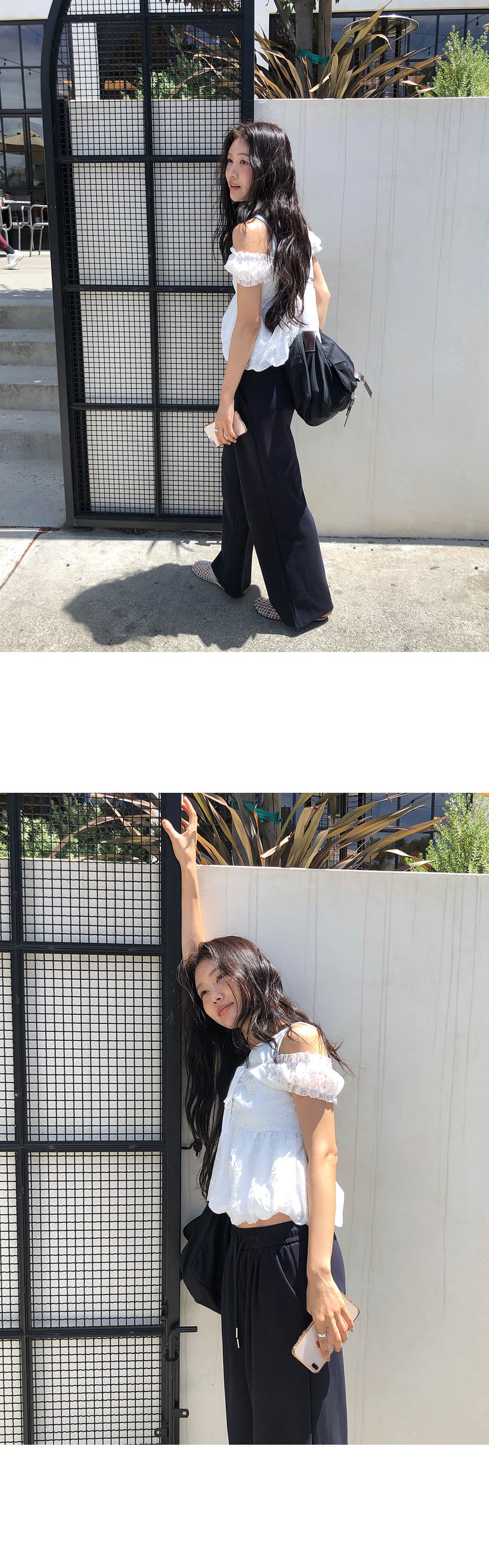 한국 chic 여름 홀로우 아웃 자수 반팔 화이트 여성 셔츠 작은 키 패션 오프숄더 디자인 센스 품격 맨위 상세 이미지 11