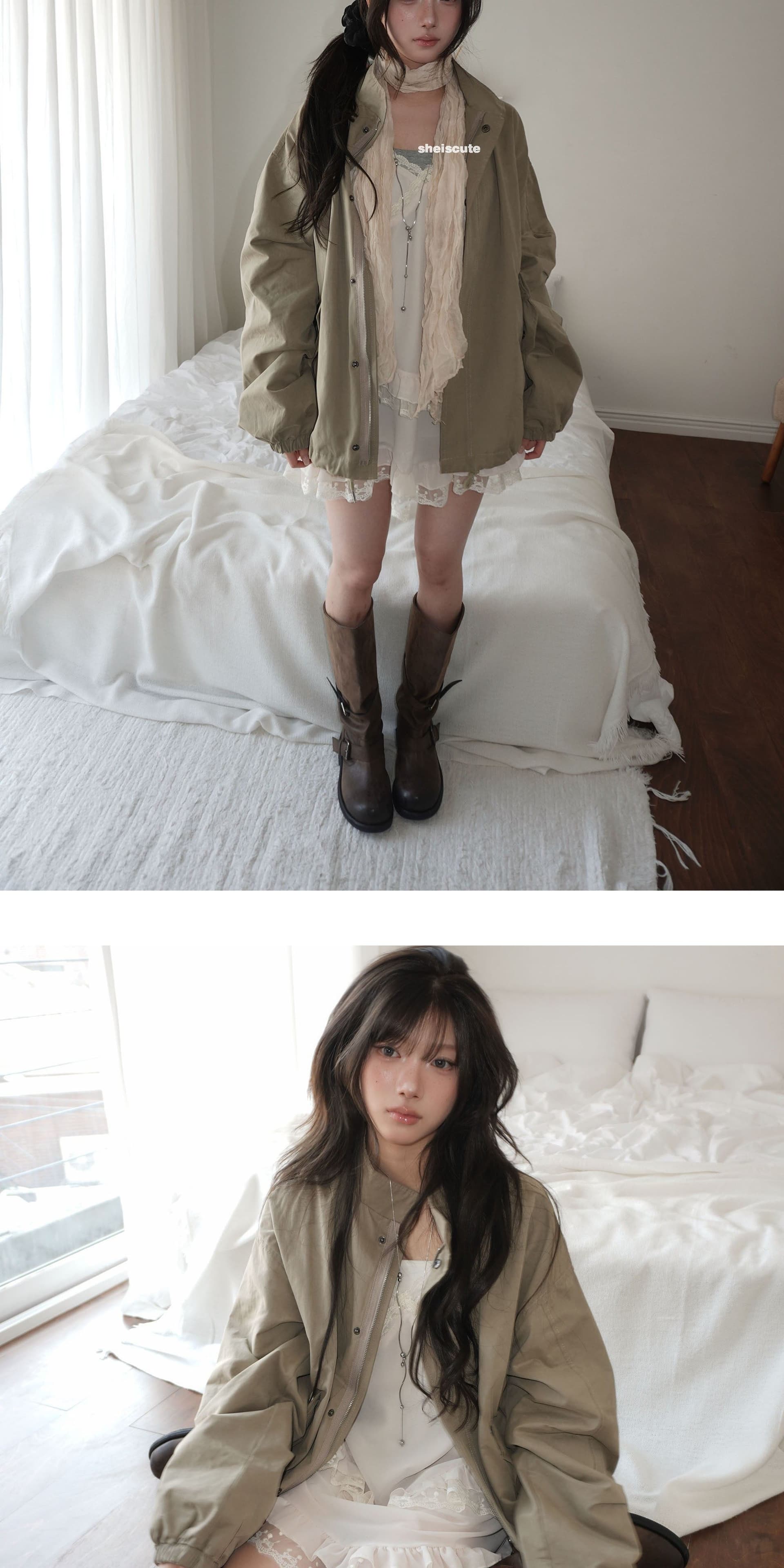 한국 순수한 욕망 부드러운 레이스 이중층 레이스 쉬폰 스택 착용 프릴 슬립 드레스 맨위 상세 이미지 17