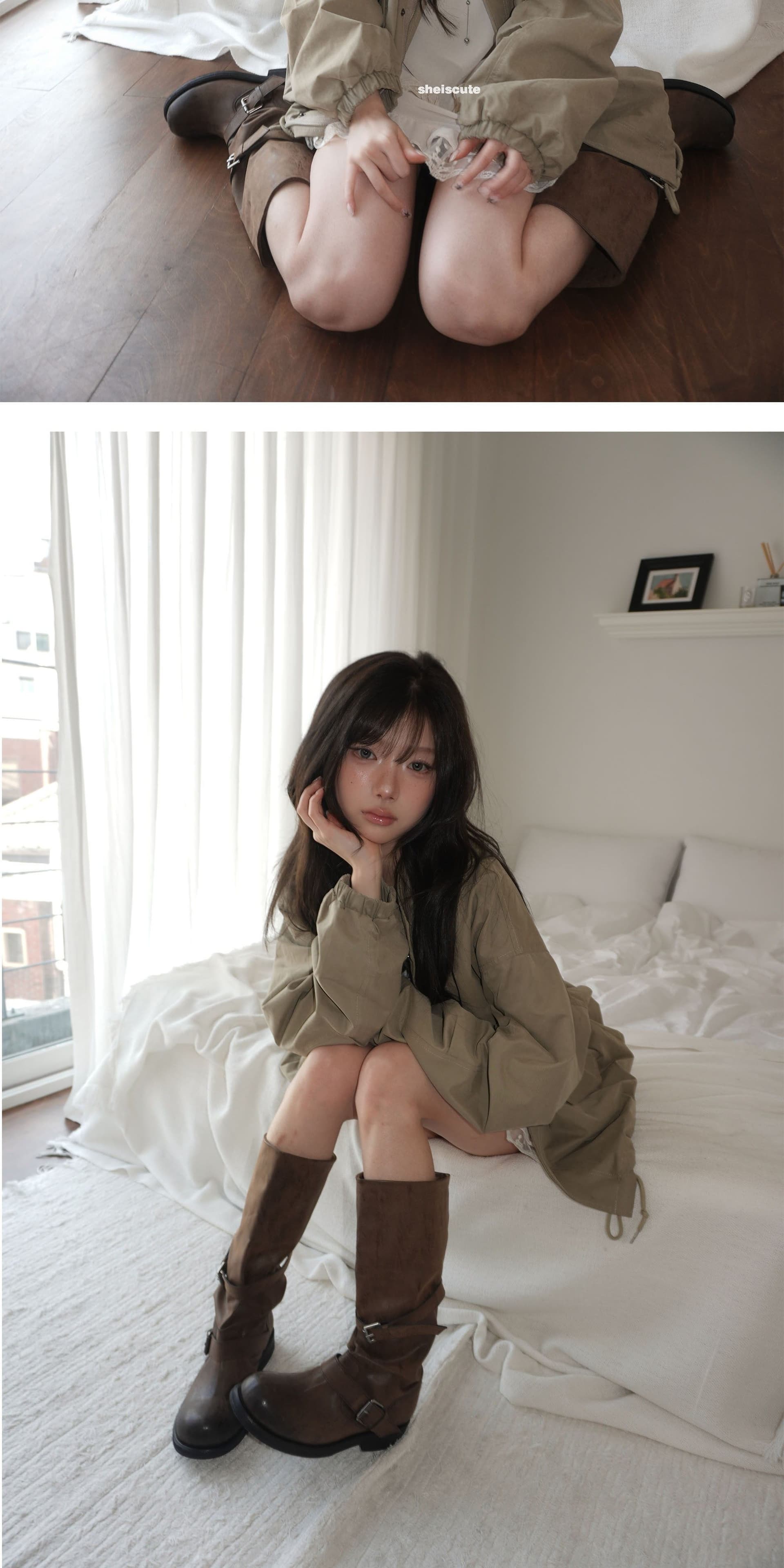 한국 순수한 욕망 부드러운 레이스 이중층 레이스 쉬폰 스택 착용 프릴 슬립 드레스 맨위 상세 이미지 19
