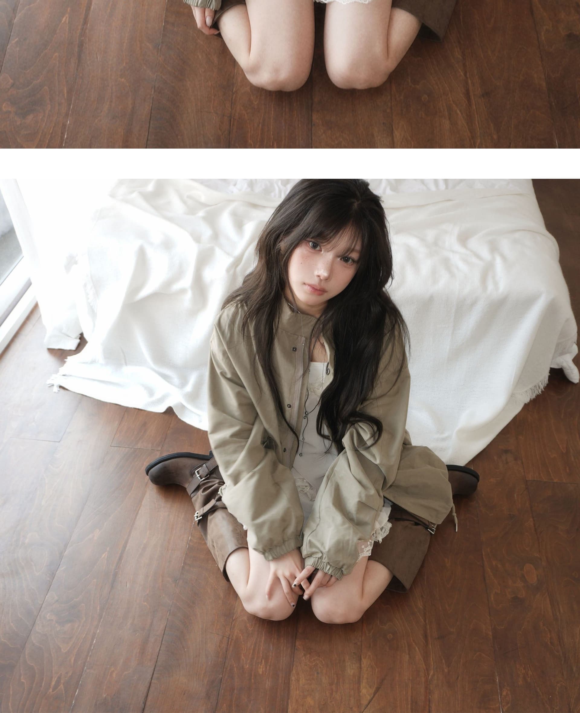 한국 순수한 욕망 부드러운 레이스 이중층 레이스 쉬폰 스택 착용 프릴 슬립 드레스 맨위 상세 이미지 21