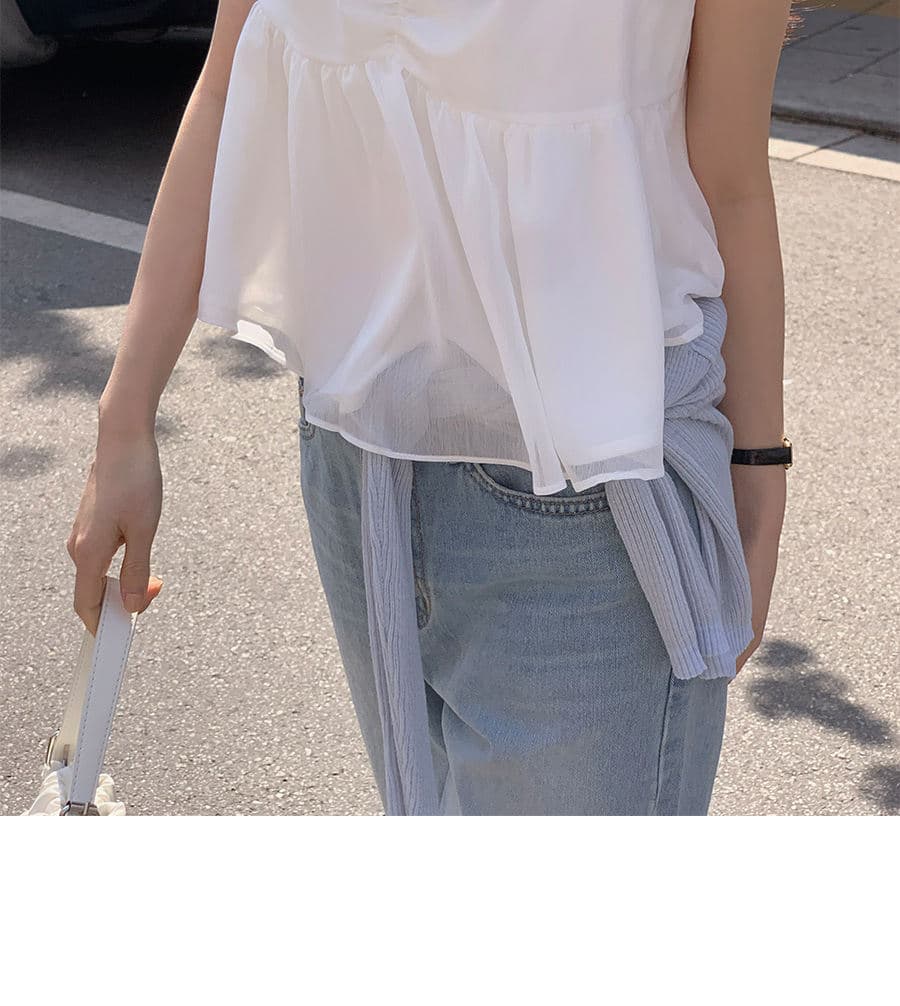 2026 년 Feifei 소매 쇼트 스타일 맨위 여성 여름 캐주얼 다용도 슬림해 보이는 V넥 품격 고급 센스 쉬폰 블라우스 상세 이미지 6
