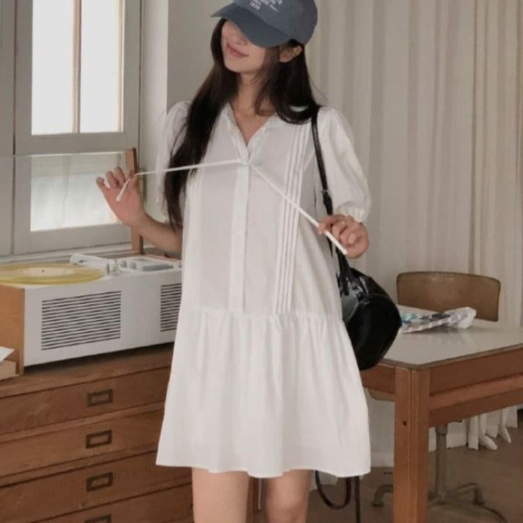 한 부서 편안함 품격 다용도 캐주얼 섹션 작은 청신 드레스 루즈핏 휴가 바람 이미지 3
