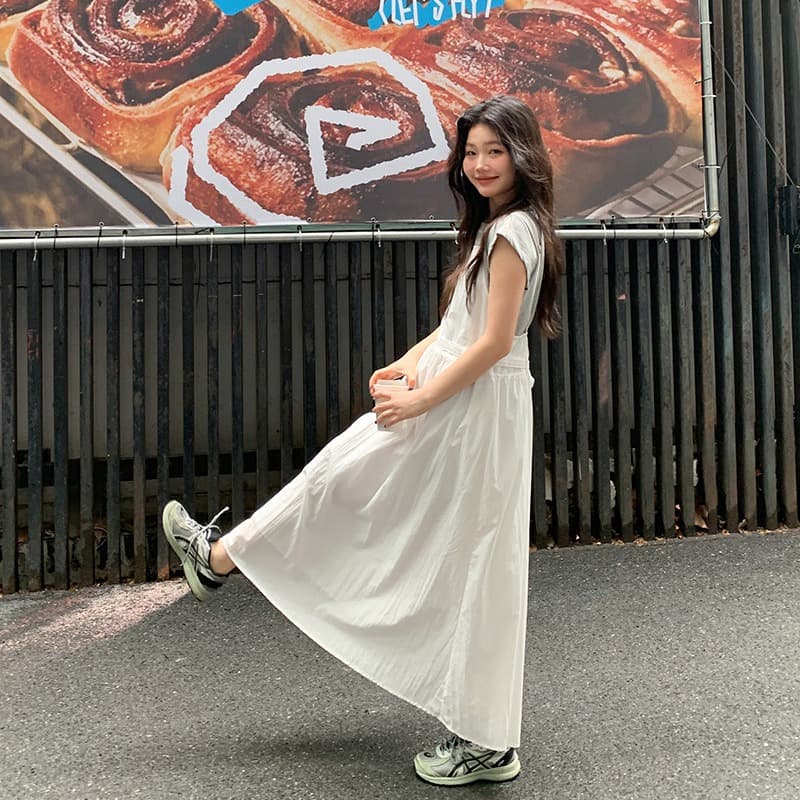반팔 티셔츠 화이트 슬립 드레스 드레스 세트 드레스 여성 청 순수한 시스템 느슨함 센스 전체 집합 투피스 세트 이미지 4
