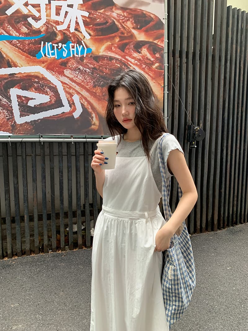 반팔 티셔츠 화이트 슬립 드레스 드레스 세트 드레스 여성 청 순수한 시스템 느슨함 센스 전체 집합 투피스 세트 상세 이미지 6