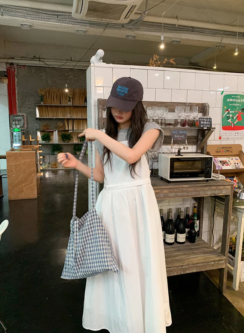 반팔 티셔츠 화이트 슬립 드레스 드레스 세트 드레스 여성 청 순수한 시스템 느슨함 센스 전체 집합 투피스 세트 상세 이미지 10