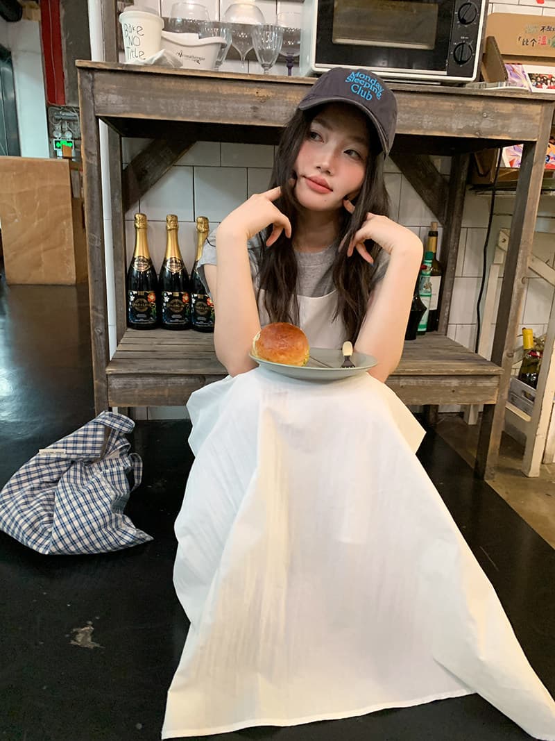 반팔 티셔츠 화이트 슬립 드레스 드레스 세트 드레스 여성 청 순수한 시스템 느슨함 센스 전체 집합 투피스 세트 상세 이미지 12