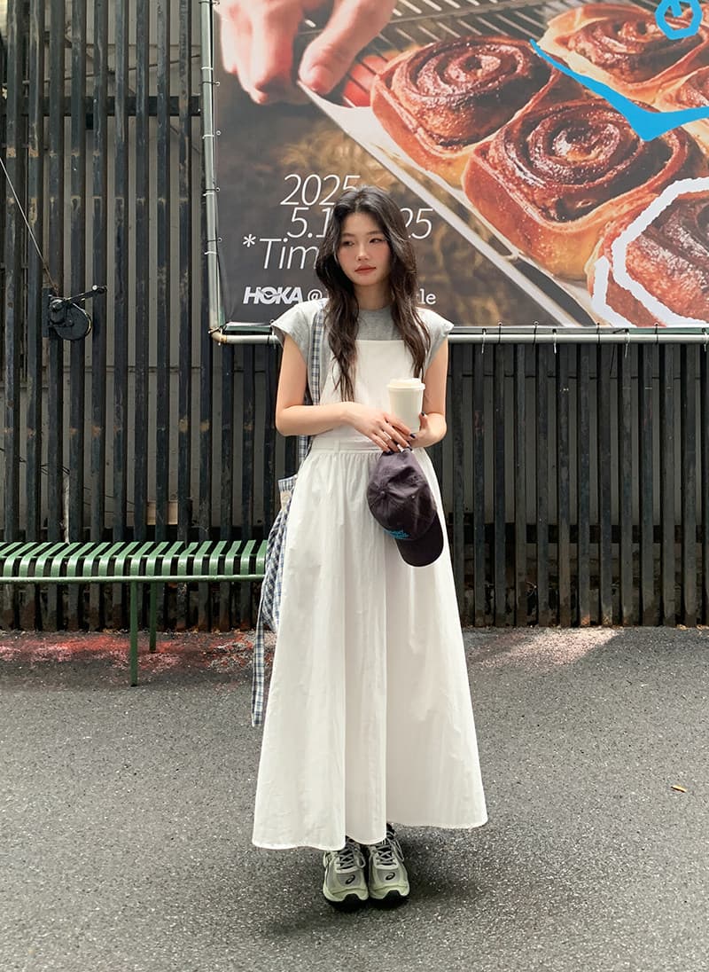 반팔 티셔츠 화이트 슬립 드레스 드레스 세트 드레스 여성 청 순수한 시스템 느슨함 센스 전체 집합 투피스 세트 상세 이미지 15