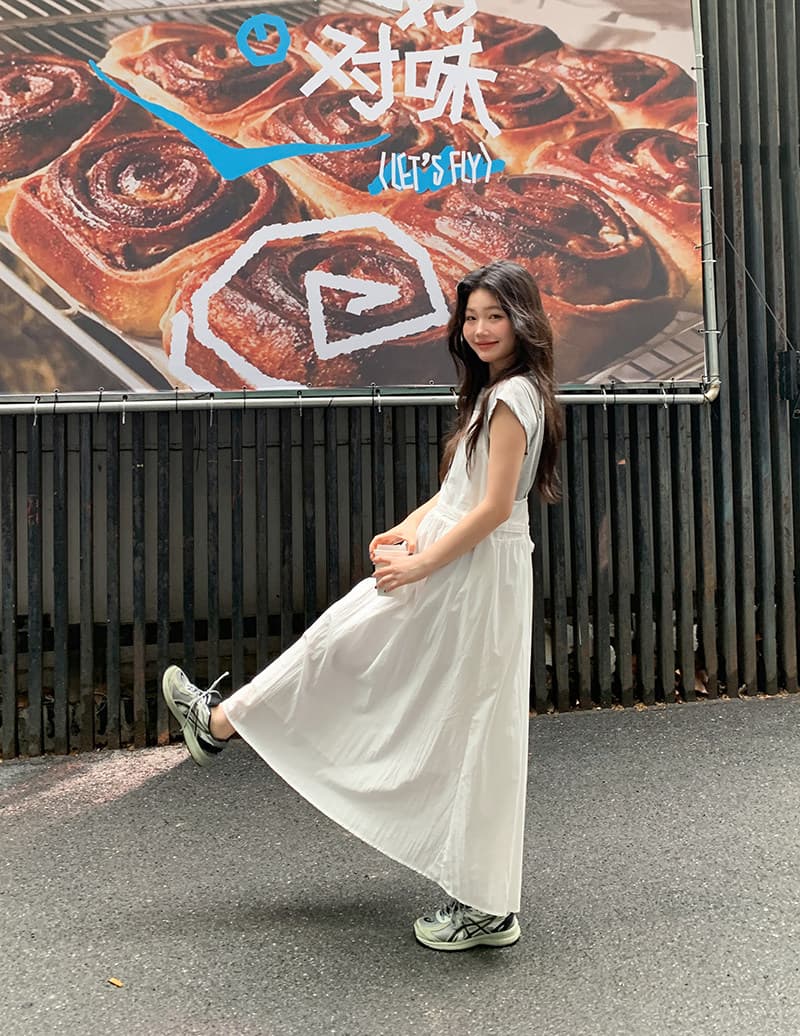 반팔 티셔츠 화이트 슬립 드레스 드레스 세트 드레스 여성 청 순수한 시스템 느슨함 센스 전체 집합 투피스 세트 상세 이미지 21