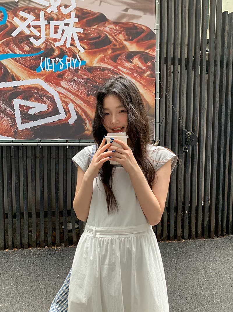 반팔 티셔츠 화이트 슬립 드레스 드레스 세트 드레스 여성 청 순수한 시스템 느슨함 센스 전체 집합 투피스 세트 상세 이미지 22