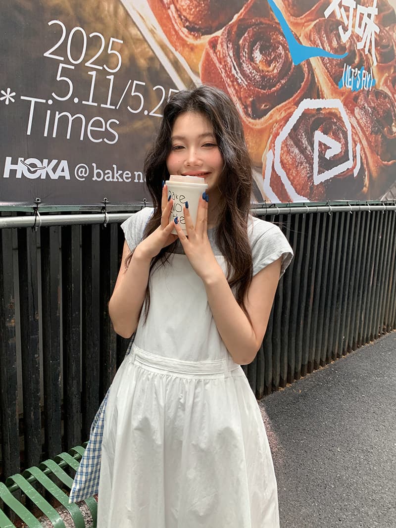 반팔 티셔츠 화이트 슬립 드레스 드레스 세트 드레스 여성 청 순수한 시스템 느슨함 센스 전체 집합 투피스 세트 상세 이미지 28