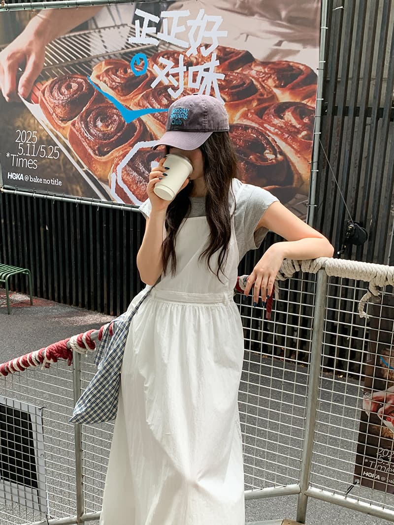 반팔 티셔츠 화이트 슬립 드레스 드레스 세트 드레스 여성 청 순수한 시스템 느슨함 센스 전체 집합 투피스 세트 상세 이미지 29