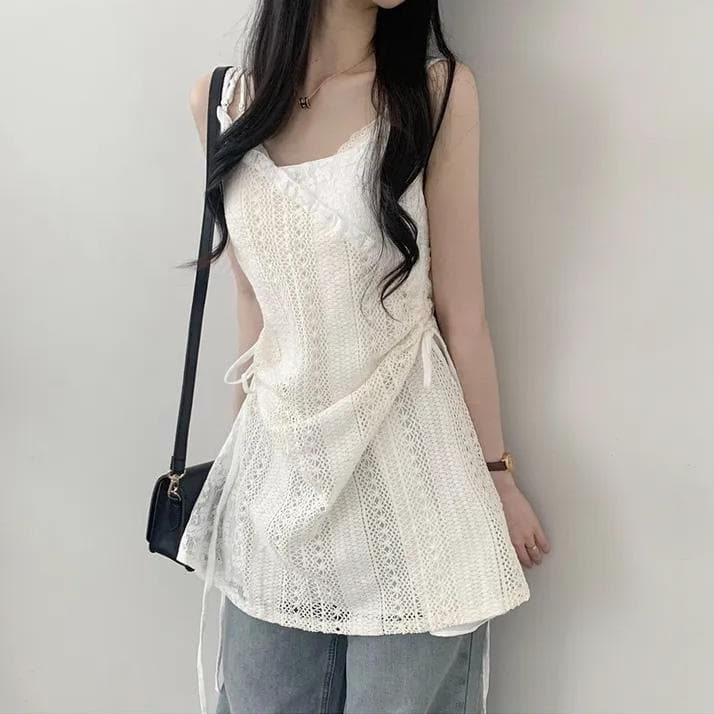 프랑스식 레이스 조각 슬립 작은 셔츠 여성 셔츠 한 부서 작은 대중 스택 착용 거즈 스커트 표지 치마 인사이드 가져 가라. 만나는 미니 스커트 트렌디 상세 이미지 8