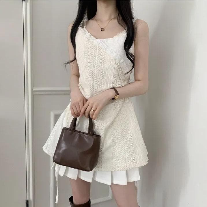 프랑스식 레이스 조각 슬립 작은 셔츠 여성 셔츠 한 부서 작은 대중 스택 착용 거즈 스커트 표지 치마 인사이드 가져 가라. 만나는 미니 스커트 트렌디 상세 이미지 20