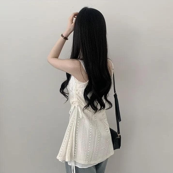 프랑스식 레이스 조각 슬립 작은 셔츠 여성 셔츠 한 부서 작은 대중 스택 착용 거즈 스커트 표지 치마 인사이드 가져 가라. 만나는 미니 스커트 트렌디 상세 이미지 26