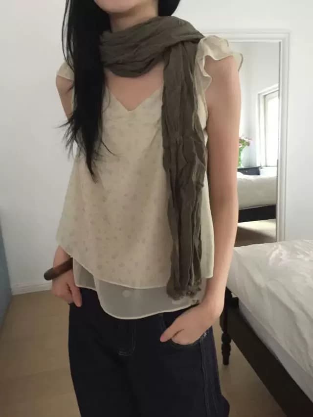 레트로 꽃무늬 한 여성 분위기 ins 보 주님 날다 소매 레이스 슬립 셔츠 상세 이미지 13